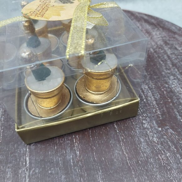 Gold Mini Champagne Bucket Candles Set Of 6 In Clear Gift Box With Gold Ribbon - Picture 4 of 9